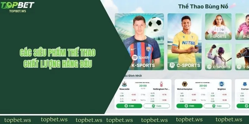 Các siêu phẩm thể thao chất lượng hàng đầu tại topbet